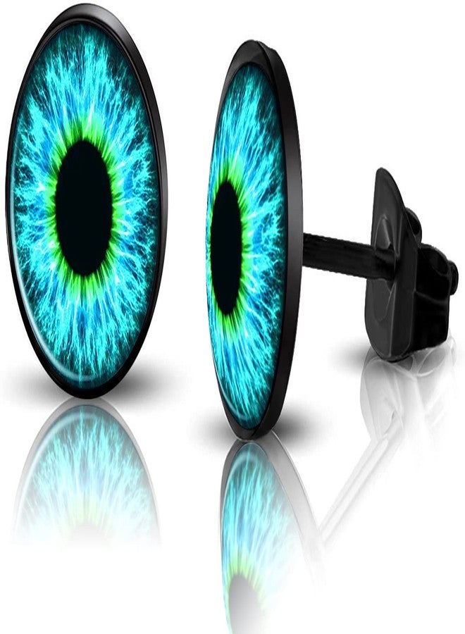 SIISPRI 316L Surgical Stainless Steel Evil Eye Earrings Round Circle Button Stud Post Earrings 10MM (black) - Image 3